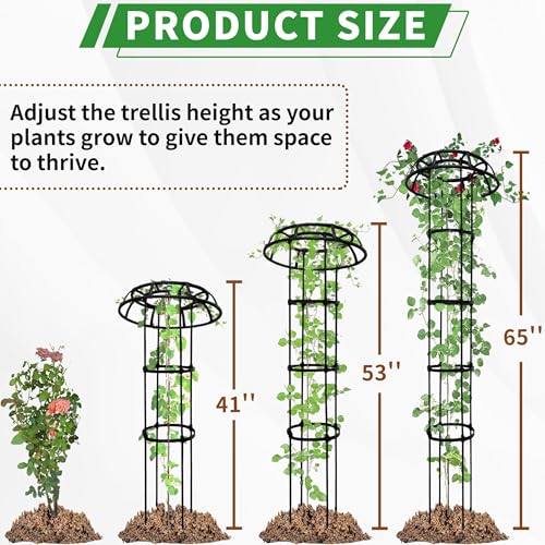 65” Garden Trellis for Climbing Plants, 2 Pack Mushroom Plant Support for Potted Plants, Outdoor Heavy-Duty Obelisk Trellis for Cucumber, Tomato, Grape, Rose, Pea, Vine, Bean, Clematis - color: 2Pack