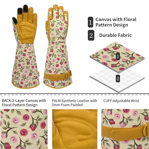 Thornproof Gardening Gloves,Garden Glove for Rose Picking,Gifts - color: Yellow, size: Small