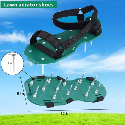 Heavy Strap Garden Aerate Spike Shoes Upgrades Lawn Aerator Shoe Tools Yard Aeration Shoes for Grass Soil Aerating Spikes (Standard Style)