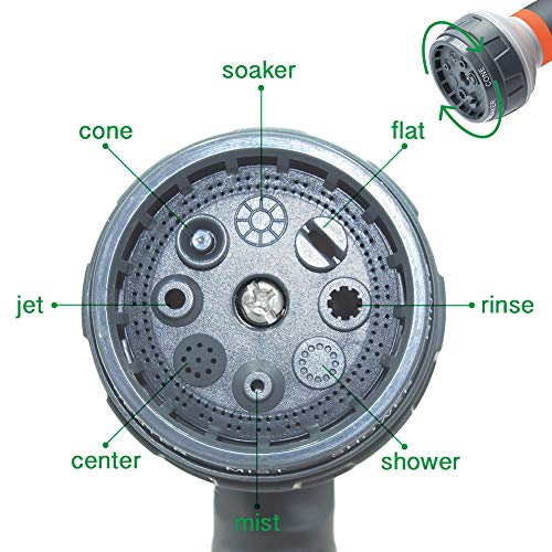 Garden Hose Nozzle 2 Pack Heavy Duty Hose Spray Gun 8 Way High Pressure