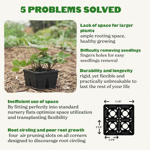 Epic Gardening 4-Cell Seed Starter Tray - 4in - 4 Trays - Black