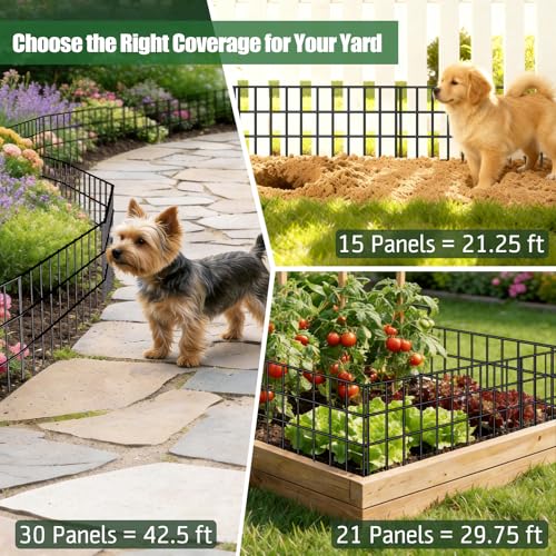 Animal Barrier Fence 21 Pack, 29.75ft Total No Dig Under Fence Barrier for Yard, Anti Digging Barrier, Rustproof Metal Garden Fence, Bottom Gap Filler for Small Dogs, Rabbits & Critters - size: 21 Panels,29.75ft(L) x 13in(H))