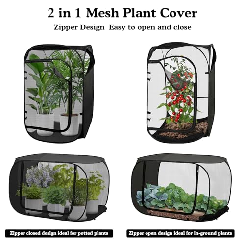 24"x24"x36" Pop Up Mesh Plant Covers, Insect Barrier Plant Enclosure - color: Black