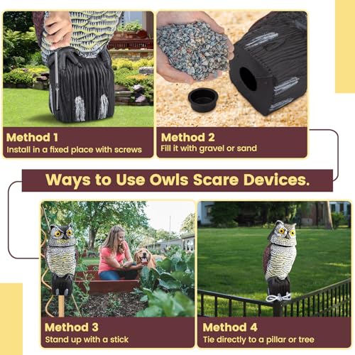 Owl Decoys to Scare Birds Away, Waterproof Owl Statue for Garden - size: Large
