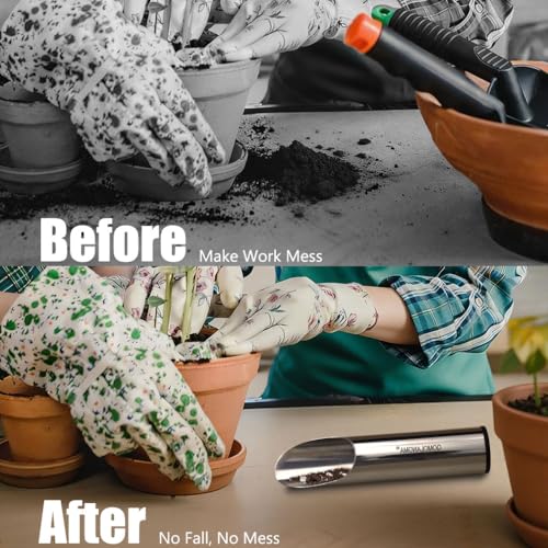 Small Stainless Bonsai Soil Scoop - Garden Handle Scooper for Transplanting, Potting, Digging & Plant Care, Gardening Trowel Tool for Long-Term, Plant Lover Gifts for Women Gardener/ 2 Pcs - color: SV-2
