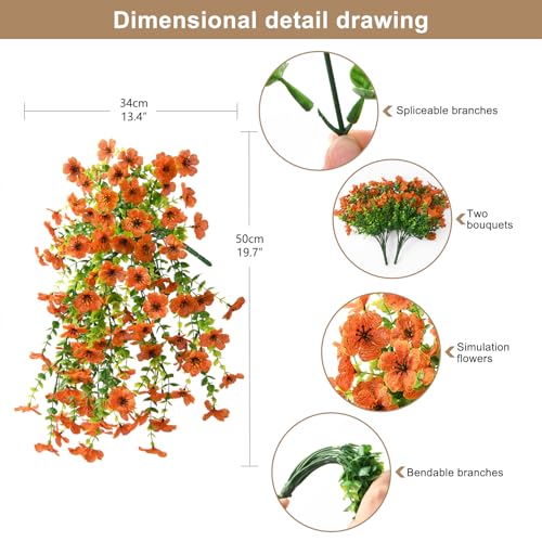 ZFProcess Artificial Hanging Flowers Plants for Outdoor Fall Decoration - color: Orange