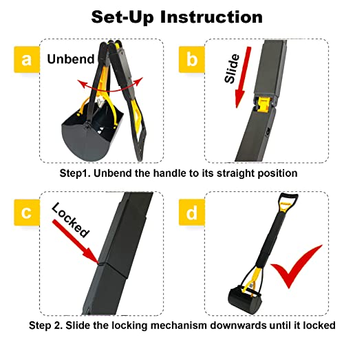 ienjoyed 32" Large Dog Pooper Scooper for Large Dogs Heavy Duty, Non-Breakable Dog Poop Scooper with Wide Handle for Grass, Gravel, Durable Dog Poop Pick Up Tool, Long Handled Poop Grabber - color: 32-inch(Yellow)