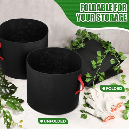 Nuenen 8 Pack 75 Gallon Plant Grow Bags Bulk Breathable Nonwoven Fabric Pot with Handles Heavy Duty Nursery Vegetable Pots with Gloves for Garden Vegetables Potato Plants Flower Growing Planting