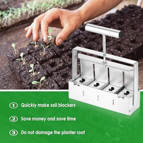 Manual Soil Block Maker Micro Soil Blocker Set 2 inch Soil Block Soil Blocking Tool for Seed Stater Tray - style: 4 Soil Blocker