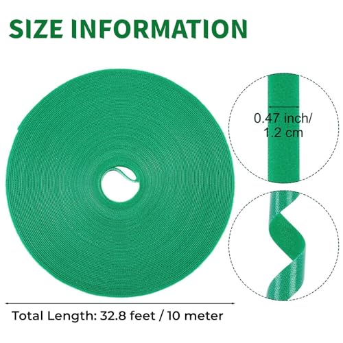 32.8 Feet Green Garden Tape Plant Ties for Climbing Plants 1/2'' Wide Gardening Plant Ties Strap to Support Plants, Reusable Plant Tape Garden Ties for Vines, Tomatoes(32.8feet) - size: 32.8ft