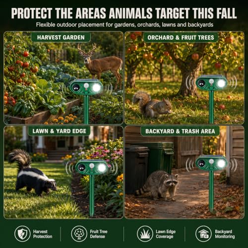 2 Pack Deer Repellent Devices, Solar Ultrasonic Animal Repeller Outdoor