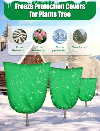 LCHUANG 2Pack Winter Plant Covers Freeze Protection - 71" x 63" Large Thickened Frost Blankets for Plants Fruit Tree Shrubs Cloth Protector Drawstring Bags Jacket for Outdoor Plants (3.2 oz/yd²) - size: 71"H x 63"W/2PACK/Green
