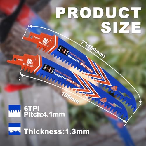 Arc Edge Reciprocating Saw Blades 7inch 6TPI for Pruning 4pcs - size: 7 inch