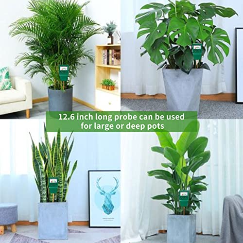 Soil Moisture Meter,Long Probe Plant Hygrometer Moisture Sensor Plant Water Monitor for Potted Plants,Garden,Farm, Lawn(No Battery Needed) - color: Green-Long Probe Version