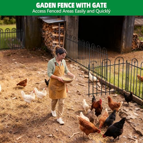 Garden Fence Animal Barrier - 10 Panels, 32 in(H) x 24 ft(L) No Dig Garden Fence, Arched Decorative Garden Fence Border with Ground Stakes, Rustproof Metal Fencing for Yard Patio Dog Rabbit - size: 10 Panels-24 ft(L) X 32 in(H)