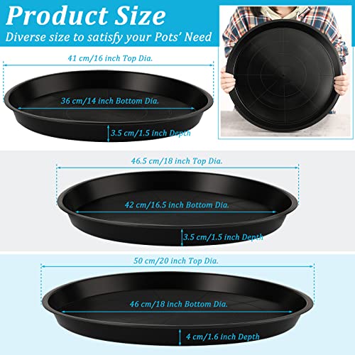 Eccliy 12 Pcs Plastic Plant Saucers Tray, Black, 16, 18, 20 Inch, Round - color: Black, size: 16, 18, 20 Inch, style: Round
