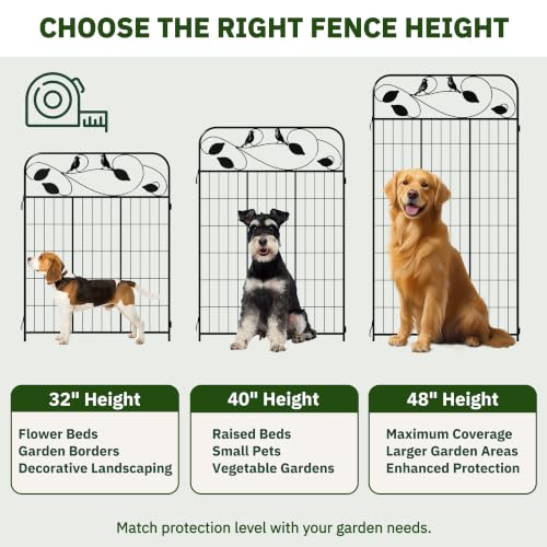 Decorative Garden Fence, 40in H x 36ft L Metal Animal Barrier Fence, Rustproof Dog Fence Outdoor, 16 Panels Sturdy No Dig Garden Border Fence for Flower Beds, Landscaping and Yard - size: 16 Panels-40in(H)x36ft(L)-Flat