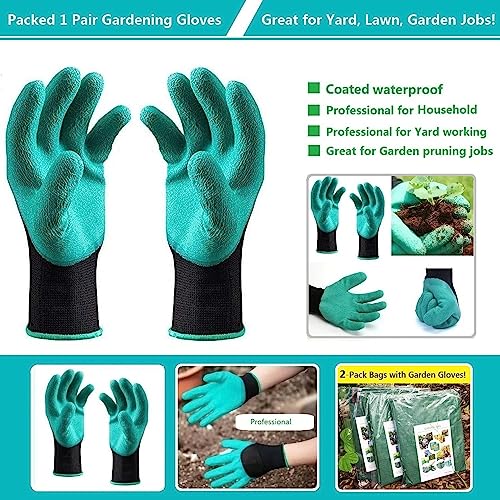 Standard 3-Pack 46 Gallon Lawn Garden Bags Big (D26,H19 in) Yard Waste Bags with Gardening Gloves for Leaf Bag,Yard Debris,Camping Waste,Garden Trash Container,Lawn Grass Clippings,Weeds Bag 4 Handles