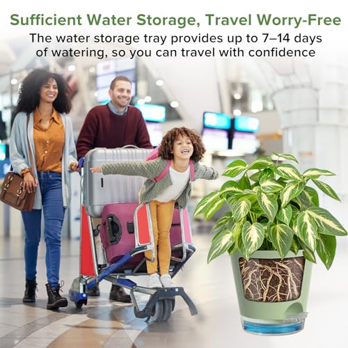 GARDIFE 2026 Upgraded Self Watering Plant Pots with Drainage Hole, 7/6.5/6/5.5/5/4 Inch Flower Planting Containers for House Plants, African Violet, Flowers, Cactus (Green, 7+6.5+6+5.5+5+4 inch) - color: 7-green-upgraded, size: 7+6.5+6+5.5+5+4 inch