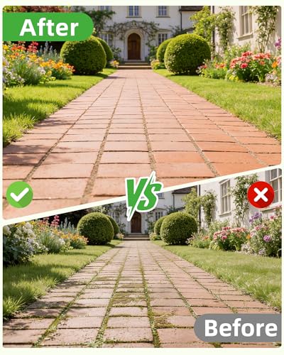 3-in-1 Crack Weeder Long Handle, Adjustable Crevice Weeding Tool with Stainless Steel Weed Brush and 2 Scrapers Weed Puller Tool for Driveway, Sidewalk, Lawn to Remove Weeds Moss Dirt (58.6")