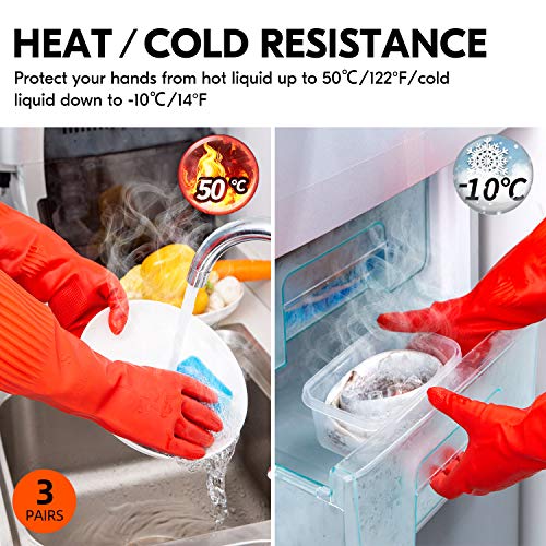 Vgo... Latex Reusable Cleaning Gloves,Long Sleeve Kitchen Gloves(RB2143) - color: Red, size: Small