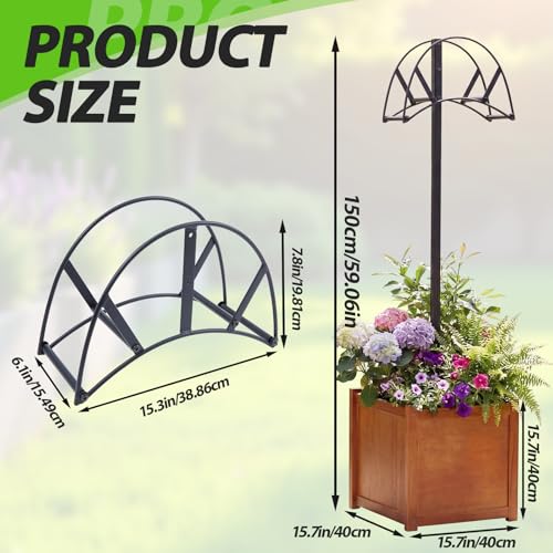 AceOrbit 2-in-1 Garden Hose Holder with Planter Box, Freestanding Heavy Duty Metal Water Hose Stand with Wooden Flower Pot 15.75", Detachable Organizer Rack for Patio Lawn Yard Garden Decor