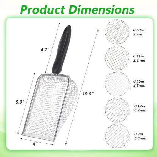 5pcs Soils Sifters Set for Gardening – Includes 2mm/2.8mm/3.8mm/4.3mm/5mm Garden Sifter for Soil, Handheld Compost Sifter for Dirt,Rocks, Heavy-Duty Shovel for Soil, Compost Sifting
