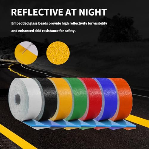 Reflective Pavement Marking Tape Slip-Resistant and Durable, Heavy-Duty Rubber Base for Outdoor Applications, Perfect for Driveways, Walkways, and Parking Areas (Yellow, 3 Inch X 36 Feet) - size: 3 Inch x 36 Feet