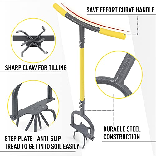 Jardineer Hand Tiller for Gardening, Manual Twist Tiller Cultivator, Heavy Duty Garden Claw, Soil Loosener & Lawn Aerator for Soil Mixing, Garden, Flower Box and Raised Bed - size: Large (1 Unit)
