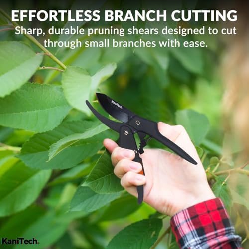 Pruning Shears for Gardening with Gloves - Heavy Duty Garden Shears, Aluminum Hand Pruners with TPR Grip Handle, 8 inch 3.55mm Thick Blade - for Branches, Flowers & Plants (Black Set of 2) - style: Black Set of 2