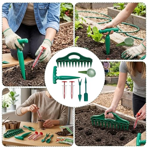8-Piece Seed Planter Tool, Seed Dispenser Set for Precision Planting, Multi-Functional Gardening Tools for Vegetable Gardens and Landscaping, Handheld Seed Spacing Tool with Dibber and Accessories