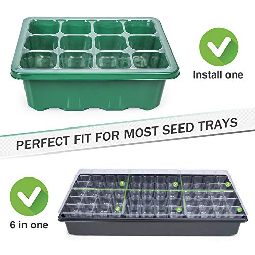 Bonviee 12-Pack Seed Starter Trays, 12-Cell Insert Trays, Clear - color: Clear, size: 12 Packs (144 Cells)