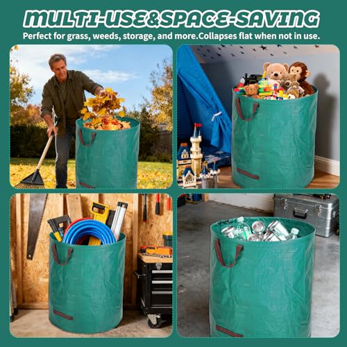 72 Gallon Reusable Leaf Bags, 1 Pack Heavy Duty Yard Waste Bags with Handles, Extra Large Garden Bags for Lawn Leaf Collection, Grass Clippings, Weeds, Yard Clean Up