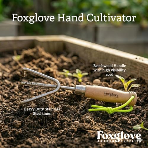 Foxglove Premium Stainless Steel Hand Cultivator Durable Metal Garden Rake