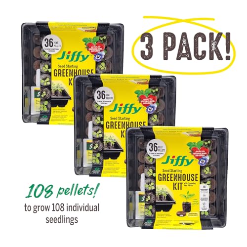 Jiffy Seed Starting Tray Kit - 36 Cell, Bonus 3 Pack, Seeding Starter Kit - 11 x 11 x 4.25 in - style: 3 Greenhouse Kit