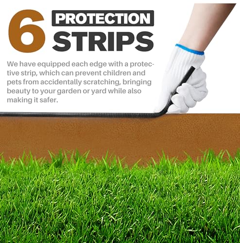 KOL Garden Lawn Edging Pre-Rusted Weather Resistant Steel - 40" L x 8" H (20FT Total Length) - 6-Pack Metal Landscape Edging - 14-Gauge Heavy Duty Hammer in Border w/7 Clips & 6 Protection Strips