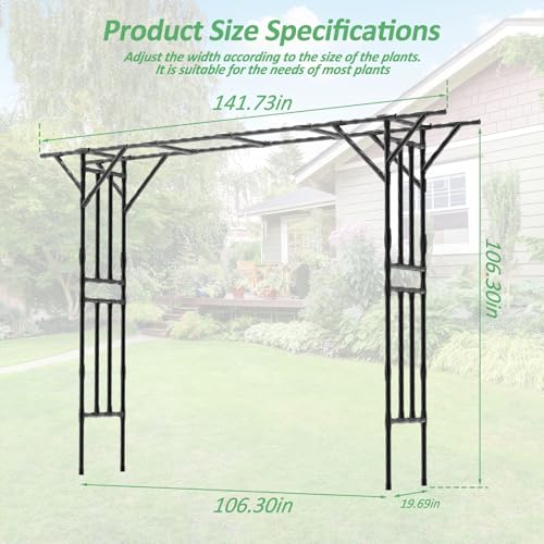 Garden Arch Trellis - 141" L x 106" H Supersize Flattop Garden Arch - size: Length:141"-25MM