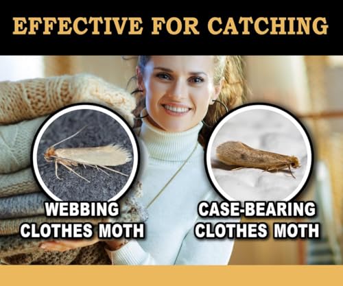 MaxGuard Clothes Moth Traps (5-Pack) – Non-Toxic Pheromone Glue Traps for Closets – Targets Webbing & Case-Bearing Moths – No Mothballs Needed