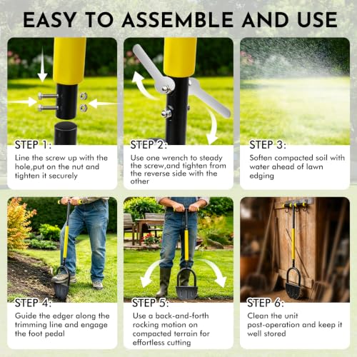 Half Moon Edger Lawn Tool with Wide Footplate & V-Shaped Saw-Tooth