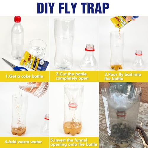 Reusable Fly Traps Outdoor Bottles & 10 Pack Fly Trap Bait Refills