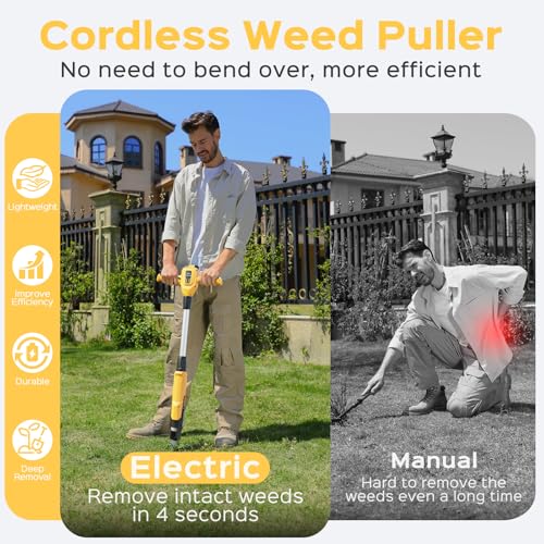 Weed Puller Tool, 21V Powerful Garden Tools Electric Weeder Tool, Yellow - color: Yellow