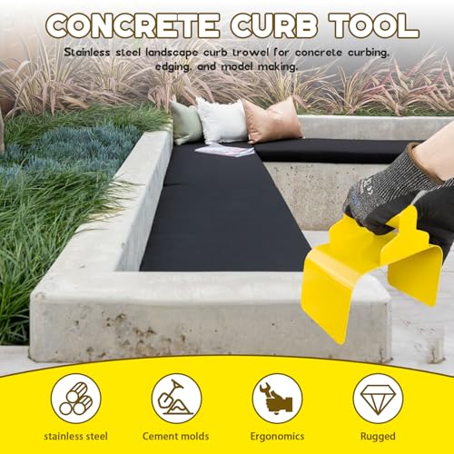 Concrete Curb Trowel, Garden Edging Curb Trowel Concrete Tool, Concrete Curb Trowel Edger, Landscape Curb Trowel with Putty Knife (Bevel Edge)