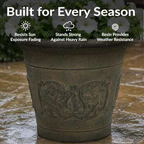Sunnydaze Arabella 19.5'' Plastic Planter Pot for Plants, Sable - color: Sable, size: 19.5 in