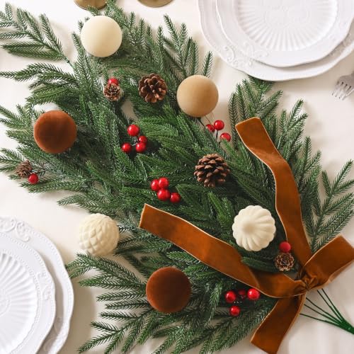 Waipfaru 4Pcs Artificial Hanging Norfolk Pine Christmas Teardrop Swag - color: Norfolk Pine, size: 4Pcs Plants
