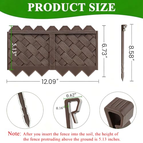 20 Pack (20FT) Weaving Flower Bed Garden Edging Borders, Landscaping Edging
