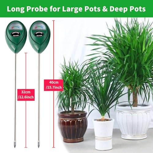 Extended Long Probe Soil Moisture Meter, 2 Pack Plant Water Meter Soil Meter Moisture Sensor Hygrometer for Indoor Outdoor Plant Care,No Battery Needed(Green) - color: Longprobe-2Pack