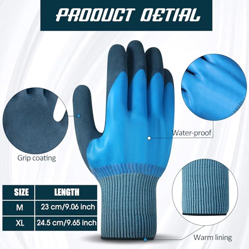 Mimorou 12 Pairs Waterproof Work Gloves Double Coated Rubber - size: X-Large (Pack of 12)