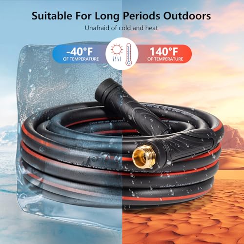 SheeChung Garden Hose 25ft x 5/8",Rubber Water Hose,Male to Female Fittings - color: black+red, size: 25ft-Male to female
