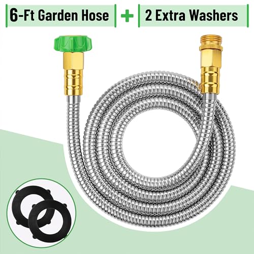 UNCO- Stainless Steel Metal Hose, 6 Feet, No Kink, Short Garden Hose Metal - color: Silver, size: 6 ft