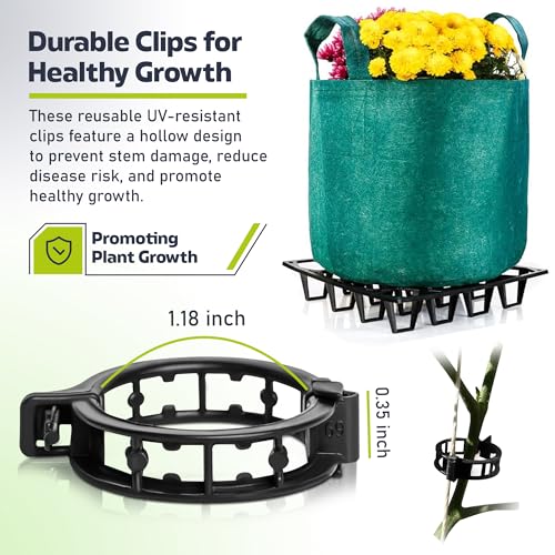 Plant Riser – Pot Spacer for Grow Bags, Planters & Containers – UV-Resistant Drainage Tray for Airflow, Root Health & Cleaner Surfaces (Standard Black W/ 50 clips, 5 Pack) - color: Standard Black W/ 50 clips, size: 5 Pack